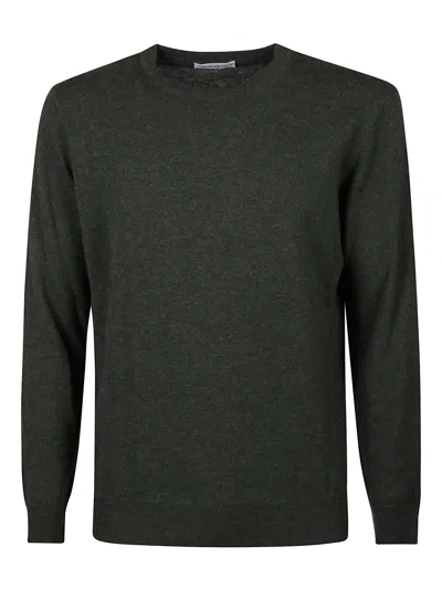 Kangra Cashmere Kangra Round Neck Fine Wool Sweather In Green