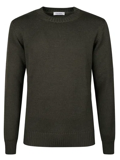 Kangra Cashmere Kangra Round Neck Fine Wool Sweather In Green