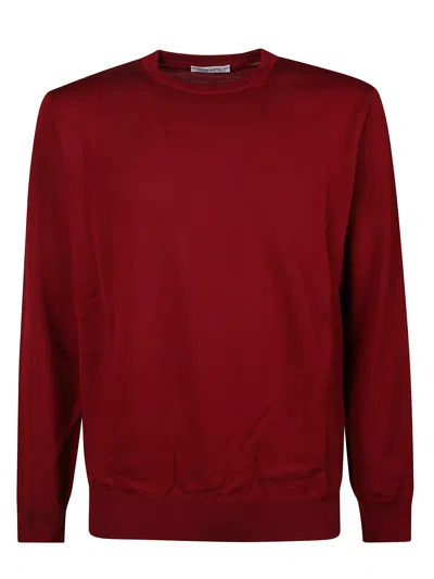 Kangra Cashmere Kangra Round Neck Fine Wool Sweather In Red