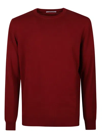 Kangra Cashmere Kangra Round Neck Fine Wool Sweather In Red