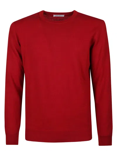 Kangra Cashmere Kangra Round Neck Fine Wool Sweather In Red