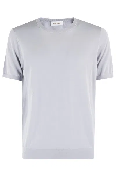 Kangra Cashmere Kangra Short-sleeved Knit Top With Ribbed Detailing In Neutrals