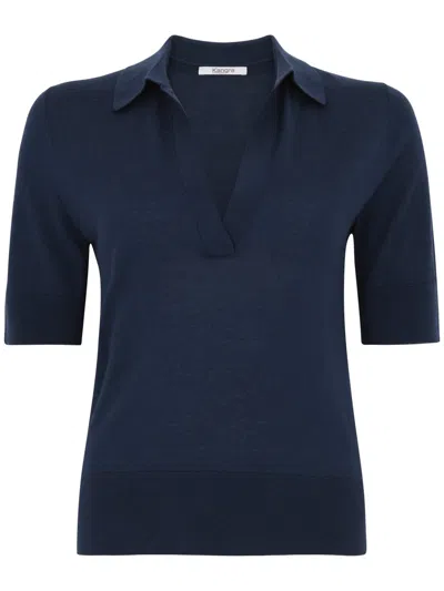 Kangra Cashmere Kangra Silk-cashmere Blend Polo T-shirt In Blue