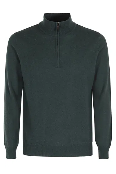 Kangra Cashmere Kangra Stretch Wool Knit Sweater With High Collar In Green