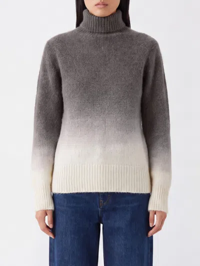 Kangra Cashmere Gradient Seamless Rollneck Knit Turtleneck In White