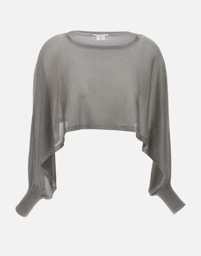 Kangra Cashmere Lurex-detailed Top In Gray