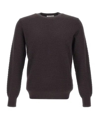 Kangra Cashmere Kangra Textured Crew-neck Knitted Sweater In Brown