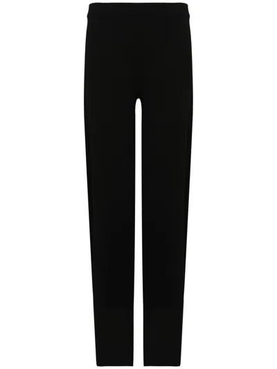 Kangra Cashmere Kangra Wide-leg Black Trousers With Elasticated Waistband