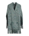 Kangra Cashmere Kangra Woman Cape Green Size M Cotton, Alpaca Wool, Polyamide, Polyester