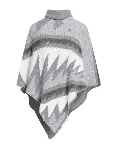 Kangra Cashmere Kangra Woman Cape Grey Size L Wool, Polyester, Polyamide In Gray