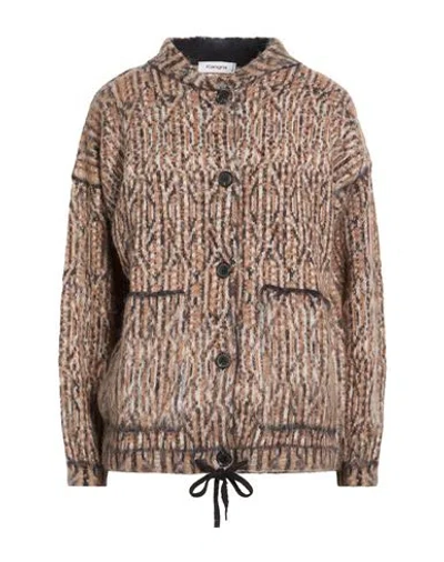 Kangra Cashmere Kangra Woman Cardigan Camel Size 10 Alpaca Wool, Polyamide, Wool In Brown