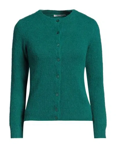 Kangra Cashmere Kangra Woman Cardigan Emerald Green Size 6 Alpaca Wool, Polyamide, Merino Wool In Green