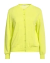 Kangra Cashmere Kangra Woman Cardigan Lime Green Size 10 Cotton In Yellow