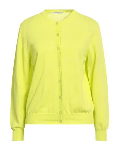 Kangra Cashmere Kangra Woman Cardigan Lime Green Size 10 Cotton In Yellow