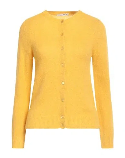 Kangra Cashmere Kangra Woman Cardigan Marigold Size 6 Alpaca Wool, Polyamide, Wool In Yellow