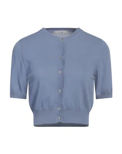Kangra Cashmere Kangra Woman Cardigan Pastel Blue Size 6 Cotton