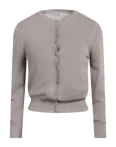 Kangra Cashmere Kangra Woman Cardigan Taupe Size 6 Cotton In Grey