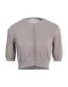 Kangra Cashmere Kangra Woman Cardigan Taupe Size 6 Cotton In Grey