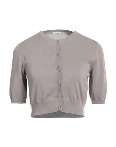 Kangra Cashmere Kangra Woman Cardigan Taupe Size 6 Cotton In Grey