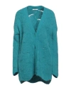 Kangra Cashmere Kangra Woman Cardigan Turquoise Size 6 Alpaca Wool, Polyamide, Merino Wool In Blue