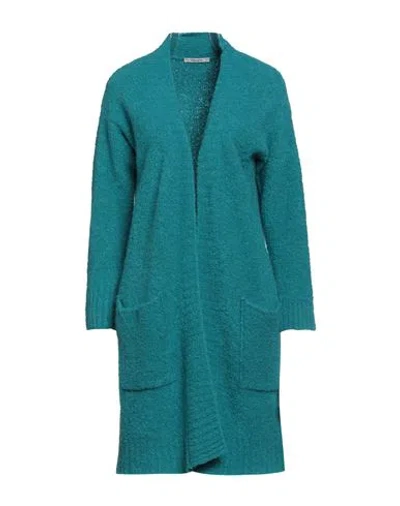 Kangra Cashmere Kangra Woman Cardigan Turquoise Size 6 Alpaca Wool, Wool, Silk, Polyamide In Blue