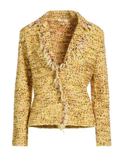 Kangra Cashmere Kangra Woman Cardigan Yellow Size 6 Polyamide, Cotton, Polyester