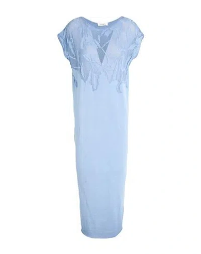 Kangra Cashmere Kangra Woman Midi Dress Pastel Blue Size 6 Cotton