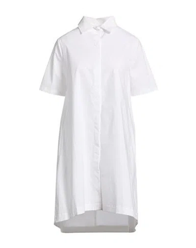 Kangra Cashmere Kangra Woman Midi Dress White Size 6 Cotton, Elastane