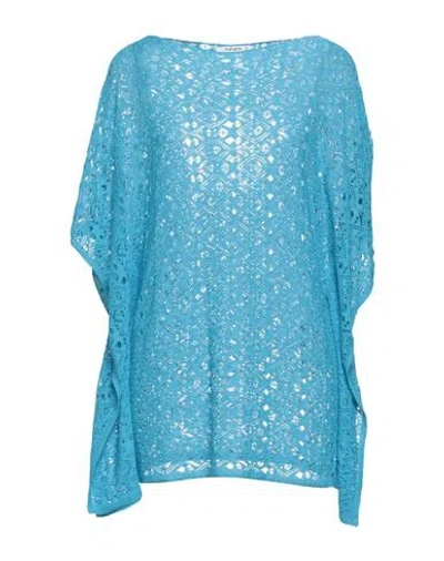 Kangra Cashmere Woman Sweater Azure Size 8 Cotton In Blue