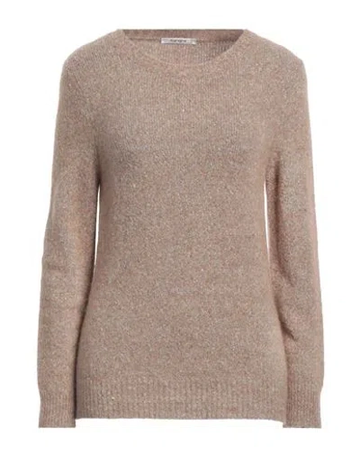Kangra Cashmere Kangra Woman Sweater Camel Size 10 Alpaca Wool, Cotton, Polyamide, Wool, Elastane In Beige