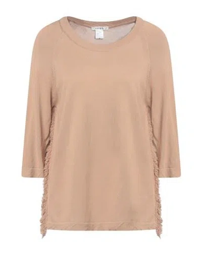 Kangra Cashmere Kangra Woman Sweater Camel Size 10 Cotton In Beige