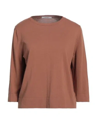 Kangra Cashmere Kangra Woman Sweater Camel Size 6 Cotton In Brown