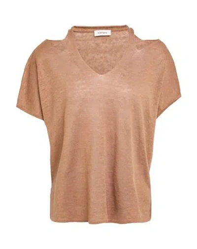 Kangra Cashmere Kangra Woman Sweater Light Brown Size 6 Linen In Sand