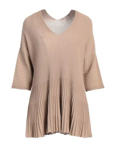 Kangra Cashmere Kangra Woman Sweater Sand Size M Cotton In Neutral