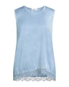 Kangra Cashmere Kangra Woman Top Light Blue Size 8 Silk, Elastane