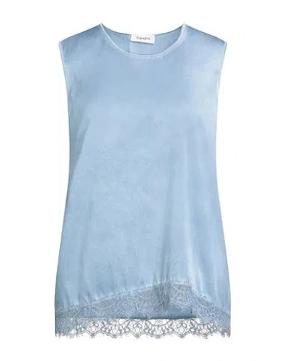 Kangra Cashmere Kangra Woman Top Light Blue Size 8 Silk, Elastane