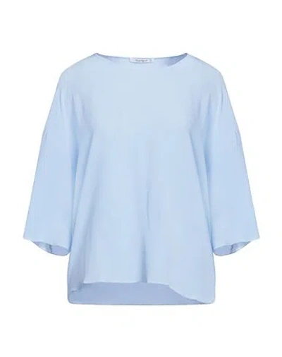 Kangra Cashmere Kangra Woman Top Sky Blue Size 6 Silk