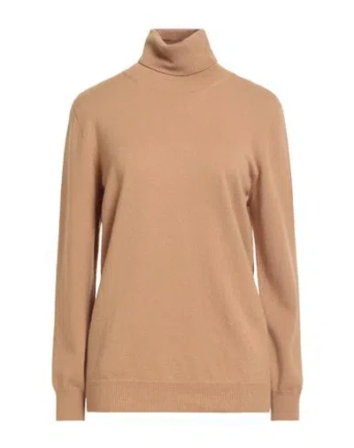 KANGRA CASHMERE KANGRA WOMAN TURTLENECK CAMEL SIZE 12 WOOL, CASHMERE