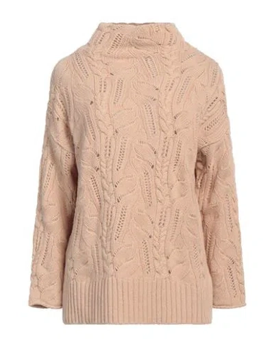Kangra Cashmere Kangra Woman Turtleneck Camel Size 6 Merino Wool In Beige