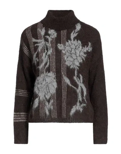 Kangra Cashmere Kangra Woman Turtleneck Dark Brown Size 12 Alpaca Wool, Polyamide, Viscose, Wool, Polyester