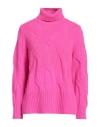 Kangra Cashmere Kangra Woman Turtleneck Fuchsia Size 4 Wool, Cashmere