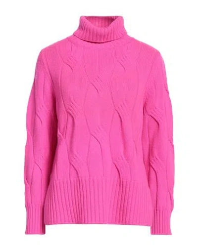 Kangra Cashmere Kangra Woman Turtleneck Fuchsia Size 4 Wool, Cashmere