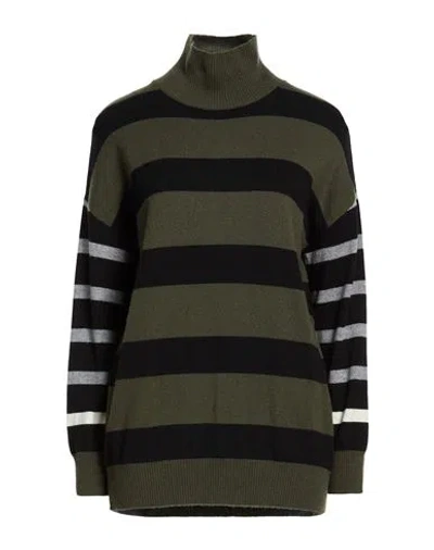 Kangra Cashmere Kangra Woman Turtleneck Military Green Size 10 Wool, Cashmere