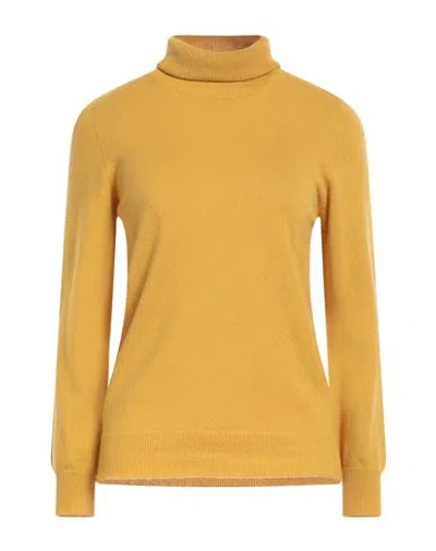 Kangra Cashmere Kangra Woman Turtleneck Mustard Size 12 Wool, Silk, Cashmere In Yellow