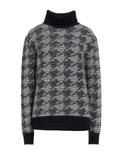 Kangra Cashmere Kangra Woman Turtleneck Navy Size 14 Wool, Alpaca Wool, Mohair Wool, Polyamide In Navy Blue