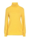 Kangra Cashmere Kangra Woman Turtleneck Yellow Size 10 Wool, Silk, Cashmere