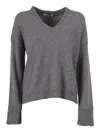 Kangra Cashmere Knit Pullover With Strass Embellishments At Cuffs In Gray