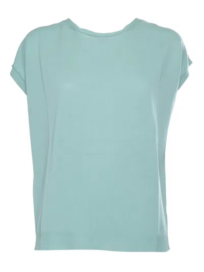 Kangra Cashmere Knit T-shirt In Light Blue