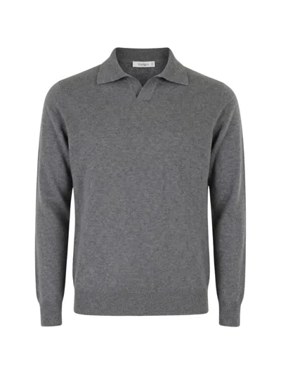 Kangra Cashmere Knitted Long-sleeve Sweater In Gray