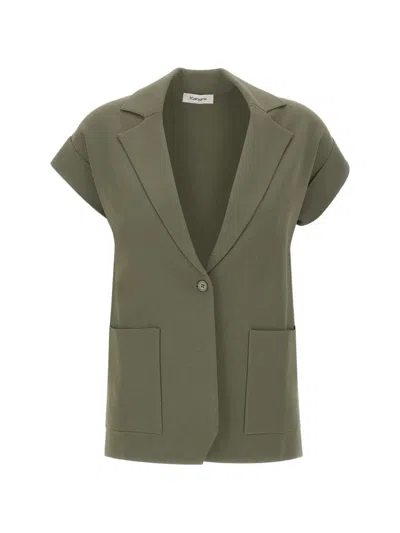 Kangra Cashmere Knitted Short-sleeves Blazer In Green